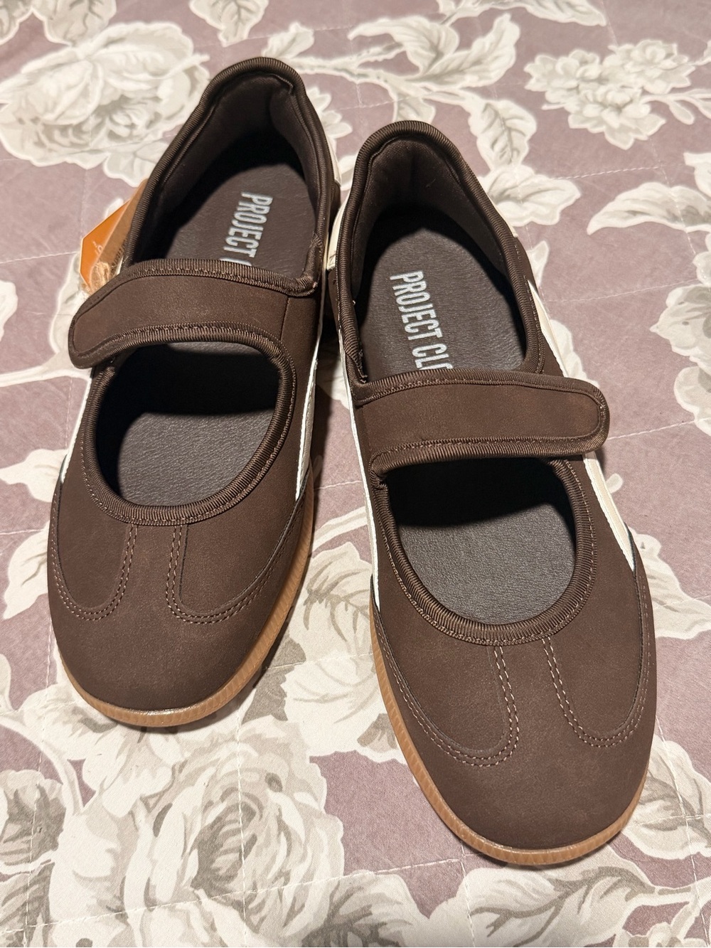 New Project CL Brown Mary Jane Kids Dress Shoes with Hook-and-Loop Strap